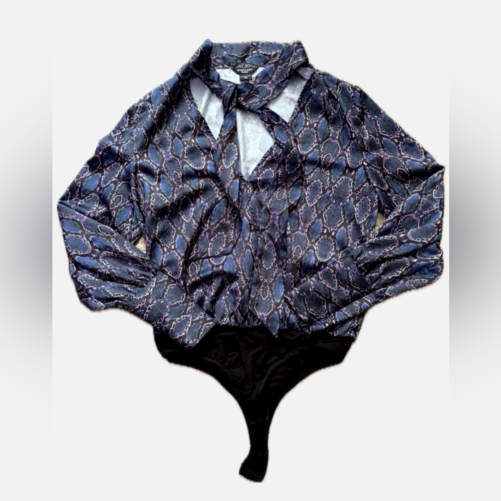 Marciano Blue and Black Tie Front Bodysuit
